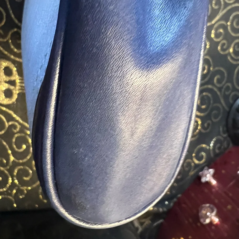 Coach Navy and Light Blue Leather Wristlet with Yellow Accent